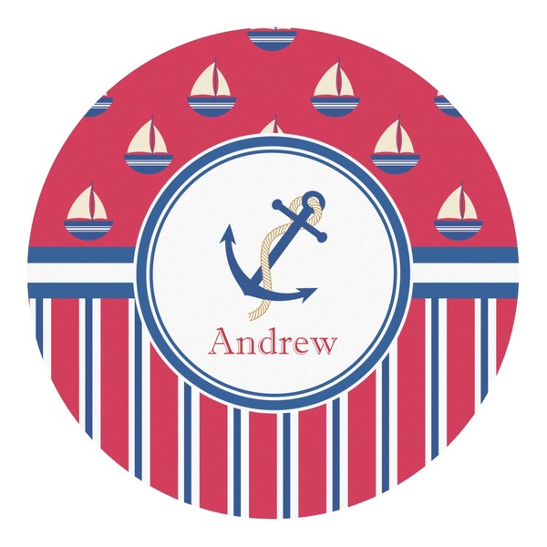 Custom Sail Boats & Stripes Round Decal - XLarge (Personalized)