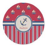 Sail Boats & Stripes Round Linen Placemat (Personalized)