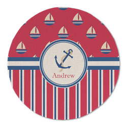 Sail Boats & Stripes Round Linen Placemat - Single Sided (Personalized)