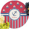 Sail Boats & Stripes Round Linen Placemats - Front (w flowers)