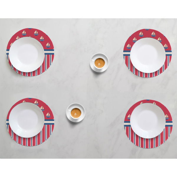 Sail Boats & Stripes Round Linen Placemats - LIFESTYLE (set of 4)