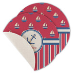 Sail Boats & Stripes Round Linen Placemat - Single Sided - Set of 4 (Personalized)