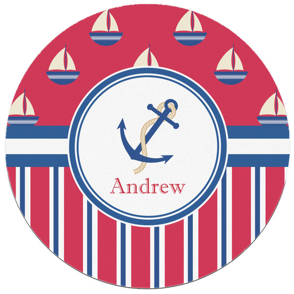 Sail Boats & Stripes Round Mousepad - APPROVAL