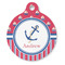 Sail Boats & Stripes Round Pet ID Tag - Large - Front