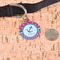 Sail Boats & Stripes Round Pet ID Tag - Large - In Context
