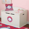 Sail Boats & Stripes Round Wall Decal on Toy Chest