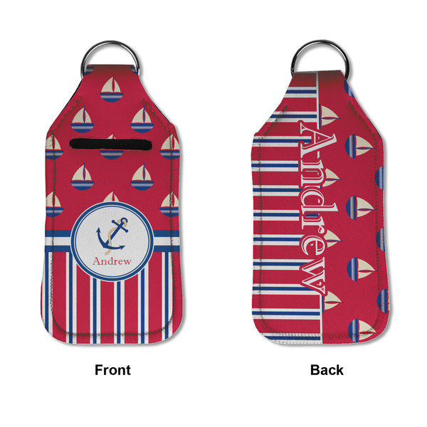 Sail Boats & Stripes Sanitizer Holder Keychain - Large APPROVAL (Flat)
