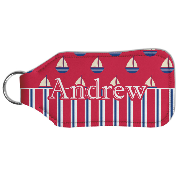 Sail Boats & Stripes Sanitizer Holder Keychain - Large (Back)