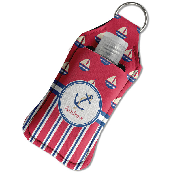 Sail Boats & Stripes Sanitizer Holder Keychain - Large in Case
