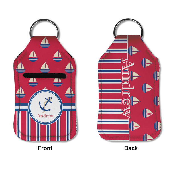 Sail Boats & Stripes Sanitizer Holder Keychain - Small APPROVAL (Flat)