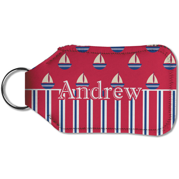 Sail Boats & Stripes Sanitizer Holder Keychain - Small (Back)