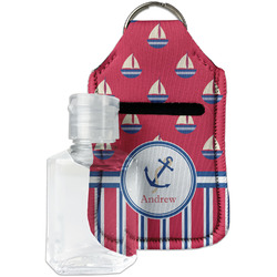 Sail Boats & Stripes Hand Sanitizer & Keychain Holder - Small (Personalized)