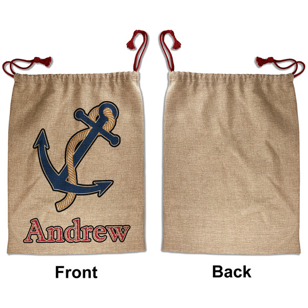 Sail Boats & Stripes Santa Bag - Approval - Front
