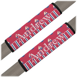 Sail Boats & Stripes Seat Belt Covers (Set of 2) (Personalized)
