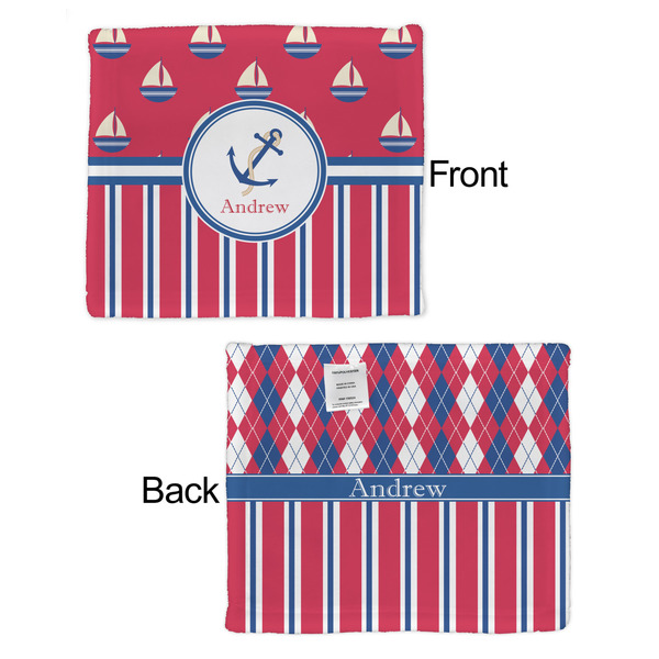 Sail Boats & Stripes Security Blanket - Front & Back View