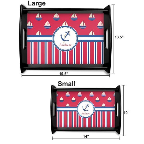 Sail Boats & Stripes Serving Tray Black Sizes