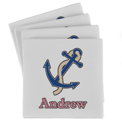 Sail Boats & Stripes Absorbent Stone Coasters - Set of 4 (Personalized)