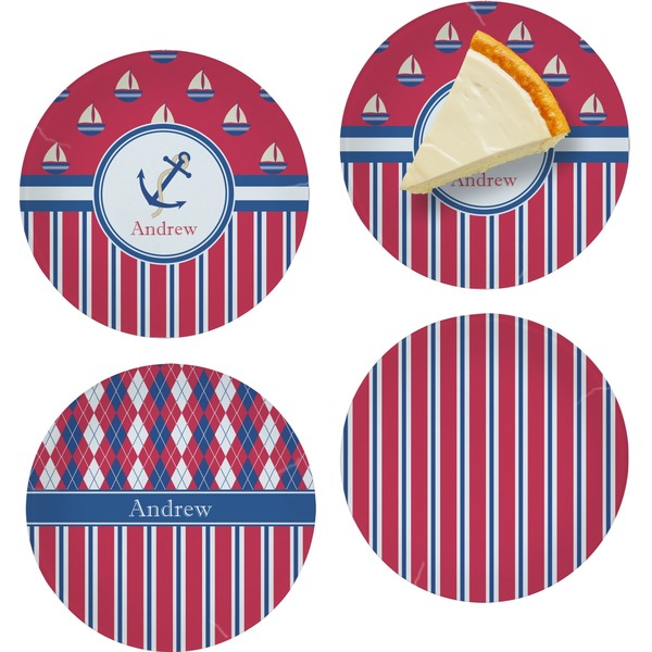 Sail Boats & Stripes Set of Appetizer / Dessert Plates