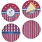 Sail Boats & Stripes Set of 4 Glass Appetizer / Dessert Plate 8" (Personalized)