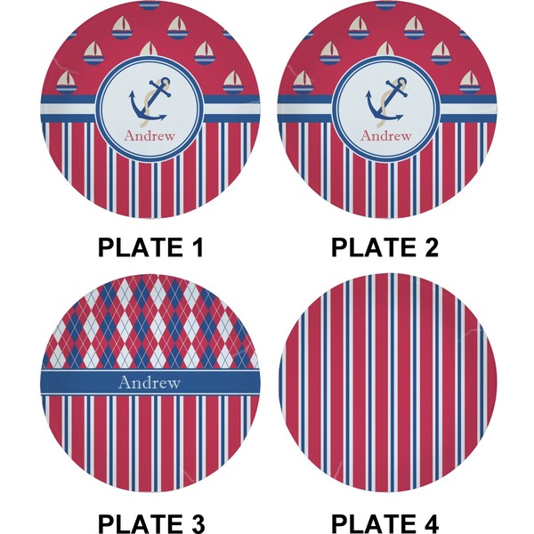 Sail Boats & Stripes Set of Appetizer / Dessert Plates (Approval)