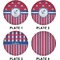 Sail Boats & Stripes Set of Lunch / Dinner Plates (Approval)
