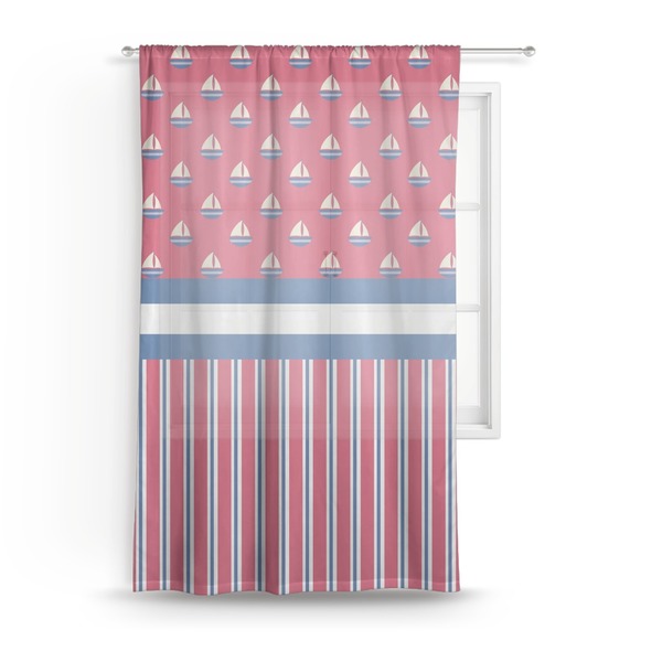Custom Sail Boats & Stripes Sheer Curtain