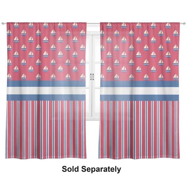Sail Boats & Stripes Sheer Curtains