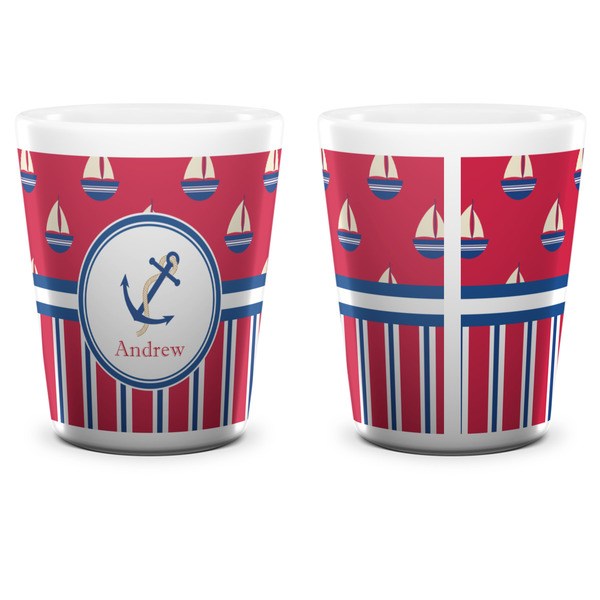 Sail Boats & Stripes Shot Glass - White - APPROVAL