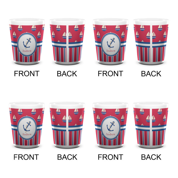 Sail Boats & Stripes Shot Glass - White - Set of 4 - APPROVAL