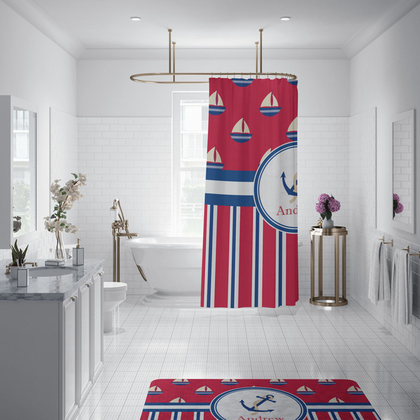 Sail Boats & Stripes Shower Curtain - 70"x83"