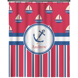 Sail Boats & Stripes Extra Long Shower Curtain - 70"x84" (Personalized)