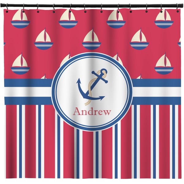 Custom Sail Boats & Stripes Shower Curtain - Custom Size (Personalized)