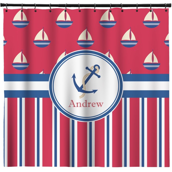 Custom Sail Boats & Stripes Shower Curtain (Personalized)