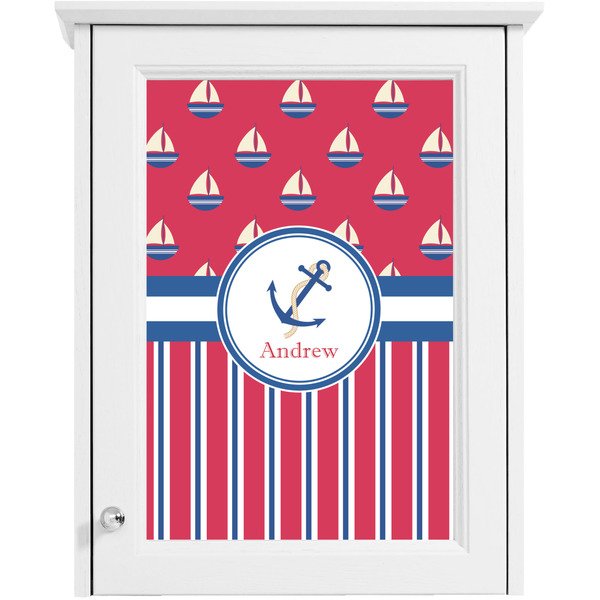Sail Boats & Stripes Single White Cabinet Decal