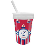 Sail Boats & Stripes Sippy Cup with Straw (Personalized)