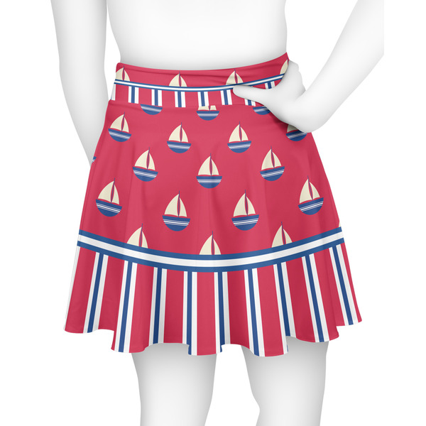 Sail Boats & Stripes Skater Skirt - Back
