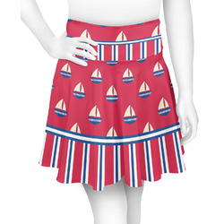 Sail Boats & Stripes Skater Skirt - Medium