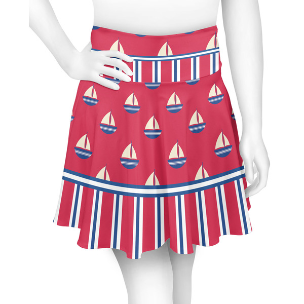 Custom Sail Boats & Stripes Skater Skirt - Small