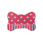 Sail Boats & Stripes Bone Shaped Dog Food Mat (Small) (Personalized)