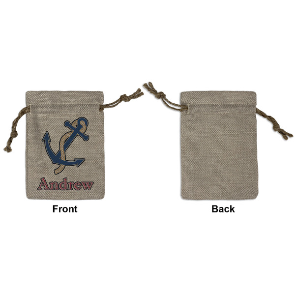 Sail Boats & Stripes Small Burlap Gift Bag - Front Approval