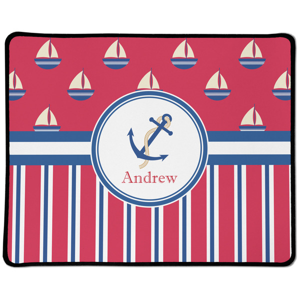 Custom Sail Boats & Stripes Large Gaming Mouse Pad - 12.5" x 10" (Personalized)