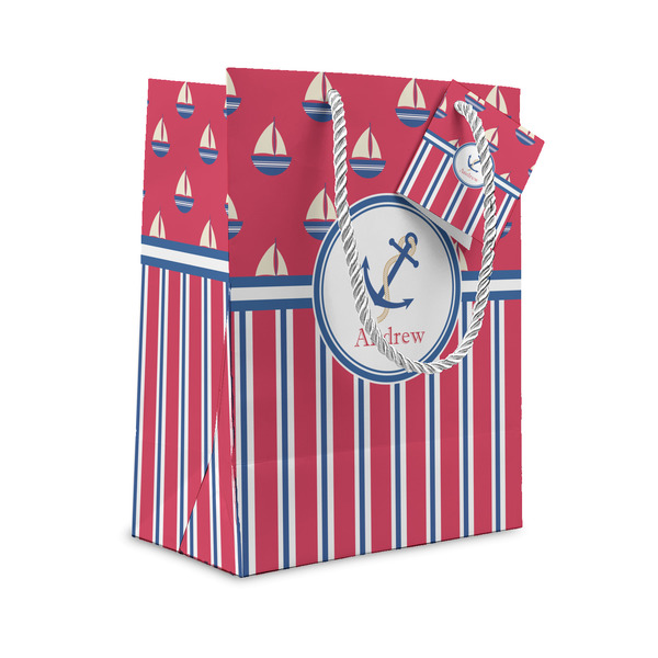 Custom Sail Boats & Stripes Small Gift Bag (Personalized)