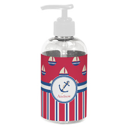 Sail Boats & Stripes Plastic Soap / Lotion Dispenser (8 oz - Small - White) (Personalized)