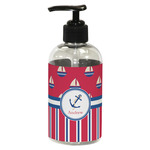 Sail Boats & Stripes Plastic Soap / Lotion Dispenser (8 oz - Small - Black) (Personalized)
