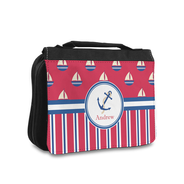 Custom Sail Boats & Stripes Toiletry Bag - Small (Personalized)