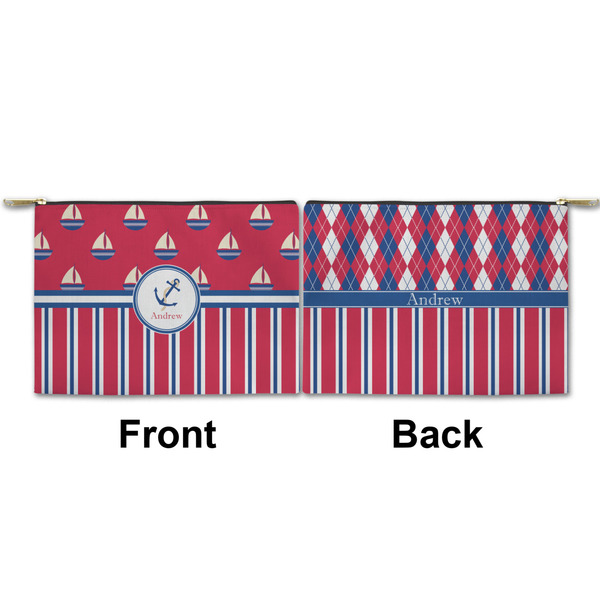Sail Boats & Stripes Small Zipper Pouch Approval (Front and Back)