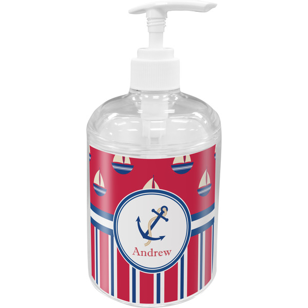Custom Sail Boats & Stripes Acrylic Soap & Lotion Bottle (Personalized)