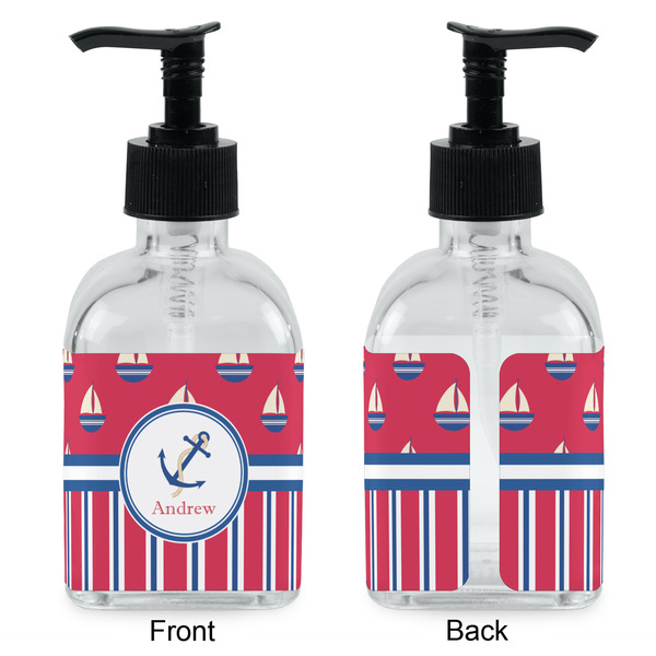 Sail Boats & Stripes Glass Soap/Lotion Dispenser - Approval