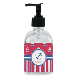 Sail Boats & Stripes Glass Soap & Lotion Bottle - Single Bottle (Personalized)