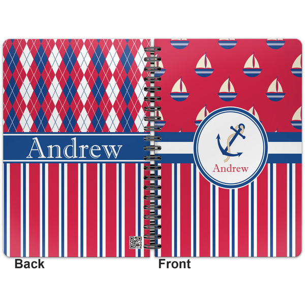 Sail Boats & Stripes Spiral Journal 7 x 10 - Apvl